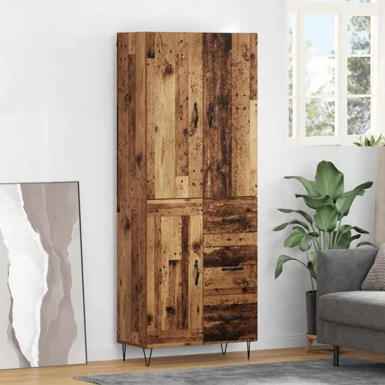 vidaXL Highboard med skuffe 2 stk Gammelt træ