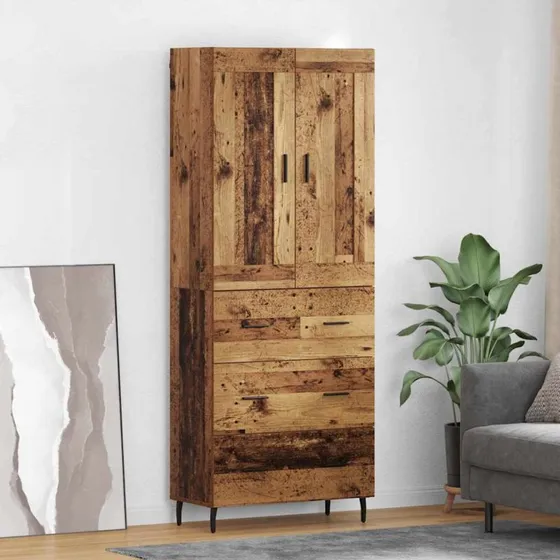 vidaXL Highboard med skuffe 2 stk, gammelt træ