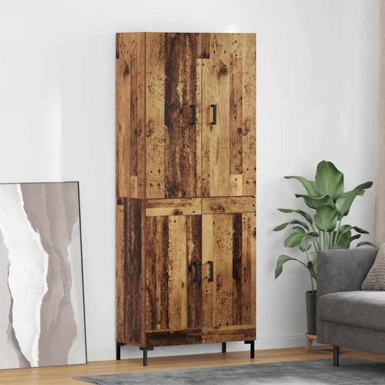 vidaXL Højskab Gammelt Træ 69,5x34x180 cm Konstrueret Træ
