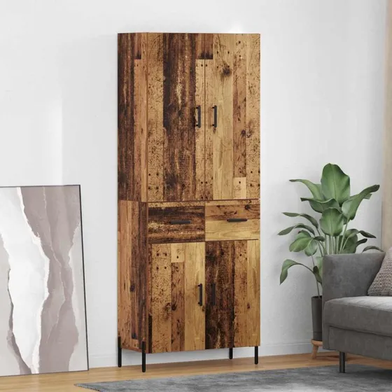 vidaXL Højskab Gammelt Træ 69,5 x 34 x 180 cm Konstrueret Træ