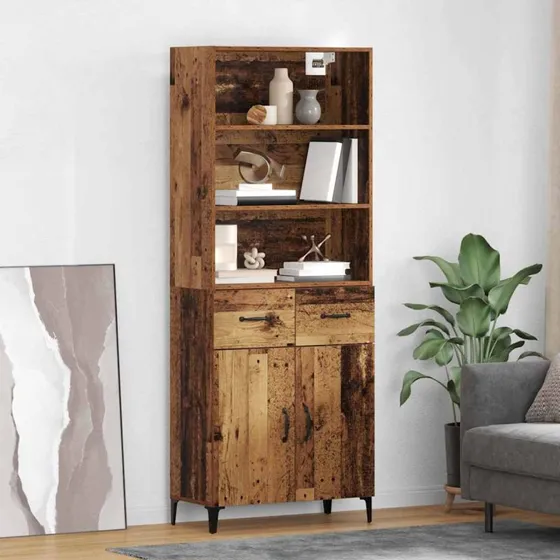 vidaXL Højskab Gammelt Træ 69,5 x 34 x 180 cm Konstrueret Træ