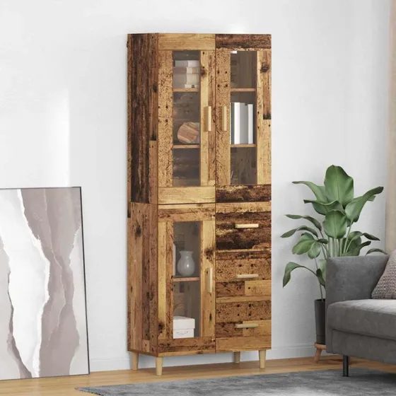 vidaXL Highboard Gammelt Træ 69,5 x 34 x 180 cm Konstrueret Træ