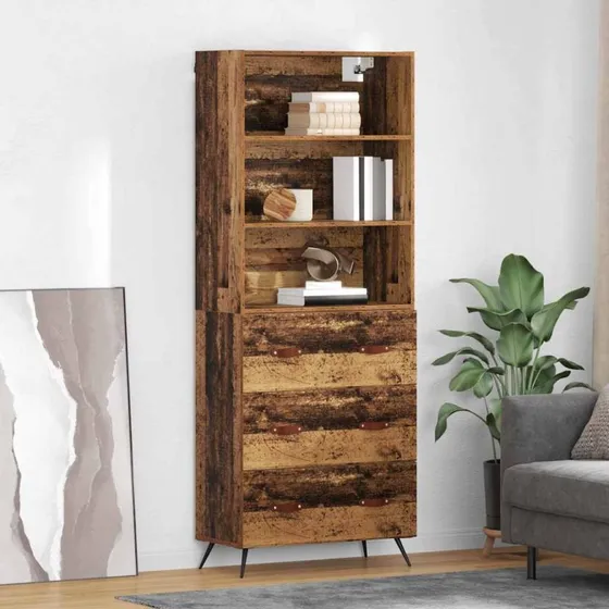 vidaXL Highboard Gammelt Træ 69,5 x 34 x 180 cm Konstrueret Træ
