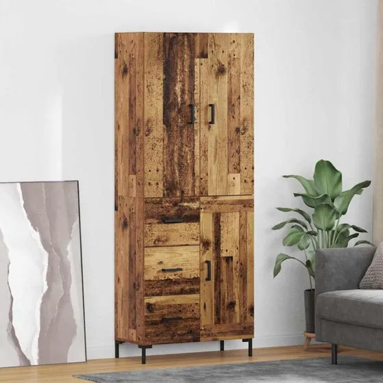 vidaXL Highboard Gammelt Træ 69,5 x 34 x 180 cm Konstrueret Træ