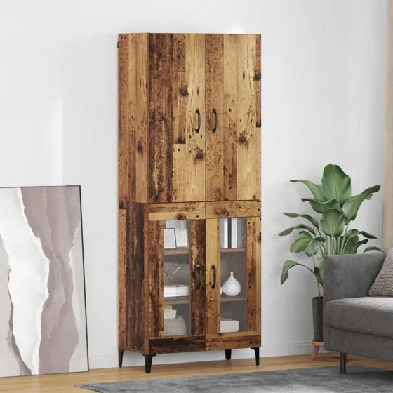 vidaXL Highboard Gammelt Træ 69,5 x 34 x 180 cm Konstrueret Træ
