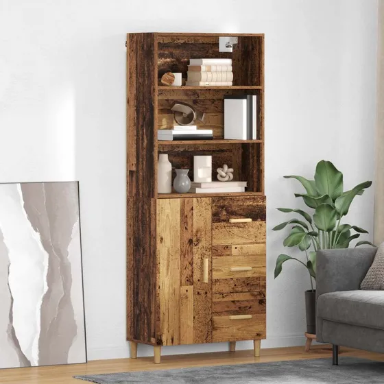 vidaXL Highboard Gammelt Træ 69,5 x 32,5 x 180 cm