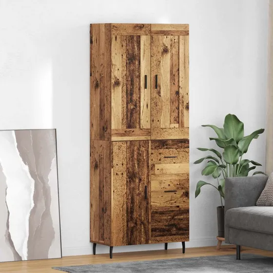 vidaXL Highboard med skuffe 2 stk, gammelt træ