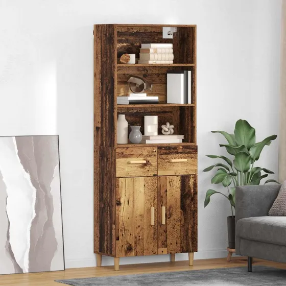 vidaXL Highboard Gammelt Træ 69,5 x 32,5 x 180 cm