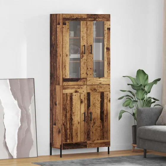 vidaXL Højskab Gammelt Træ 69,5 x 34 x 180 cm Konstrueret Træ
