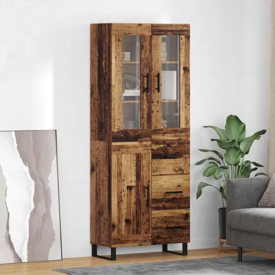 vidaXL Highboard med skuffe 2 stk Gammelt træ