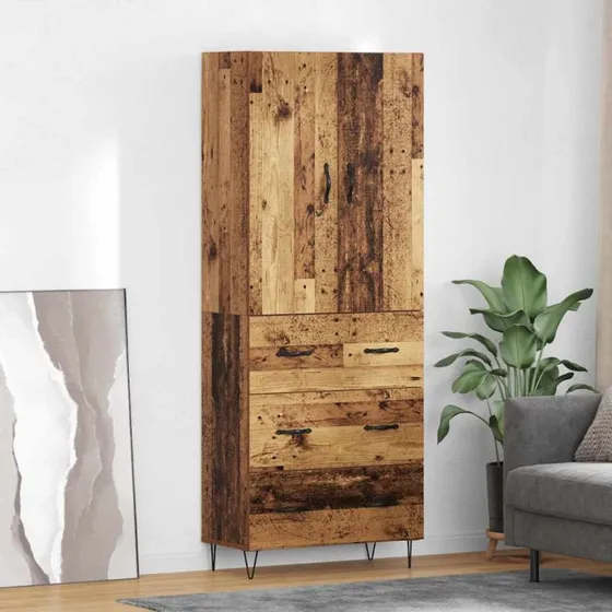 vidaXL Highboard med skuffe 2 stk, gammelt træ