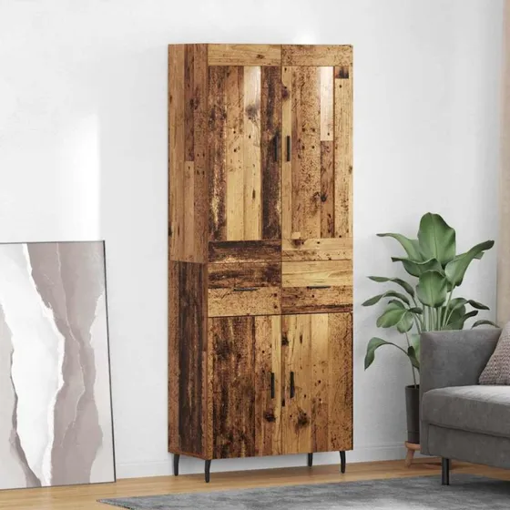 vidaXL Highboard med skuffe 2 stk, gammelt træ