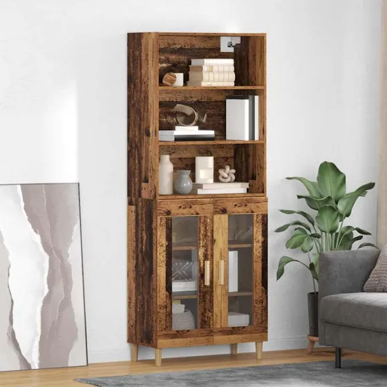 vidaXL Highboard Gammelt Træ 69,5 x 32,5 x 180 cm Konstrueret Træ