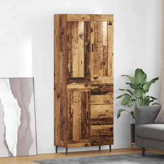 vidaXL Highboard med skuffe 2 stk Gammelt træ