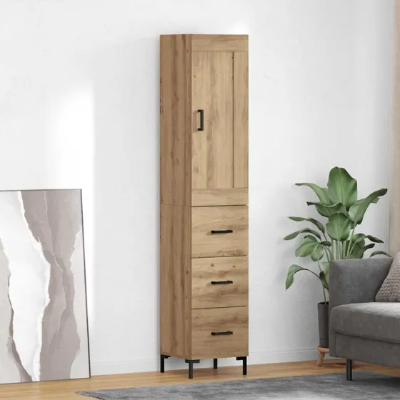 vidaXL Highboard Artisan Egetræ 34,5 x 34 x 180 cm