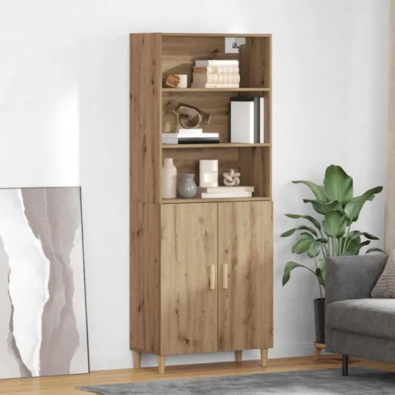 vidaXL Highboard Artisan Egetræ 69,5 x 32,5 x 180 cm