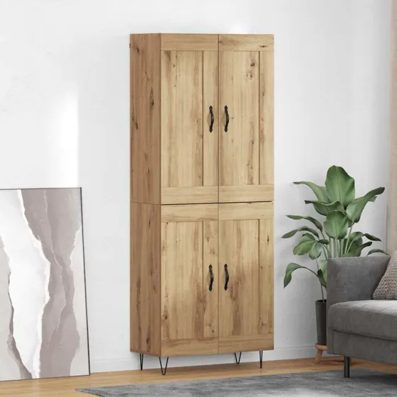 vidaXL Artisan Egetræ Highboard 69,5 x 34 x 180 cm