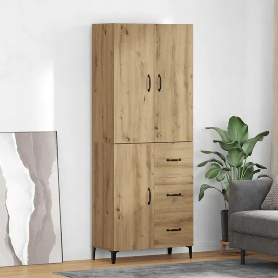 vidaXL Highboard Artisan Egetræ 69,5 x 34 x 180 cm