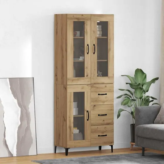vidaXL Artisan Egetræ Højskab 69,5 x 34 x 180 cm