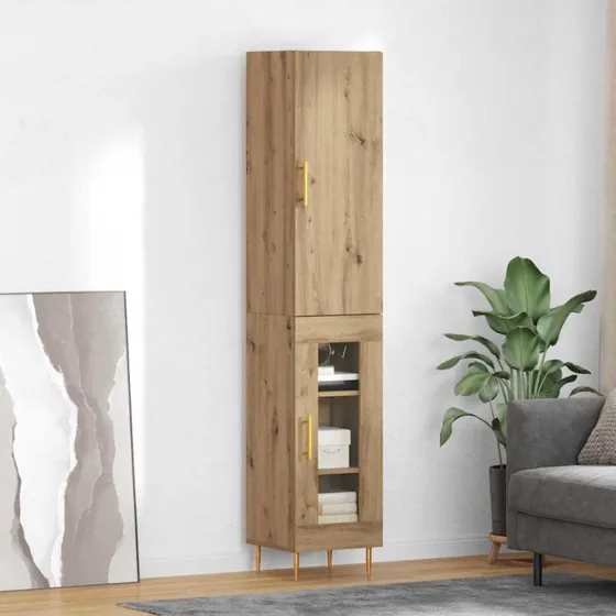 vidaXL Highboard Artisan Egetræ 34,5 x 34 x 180 cm