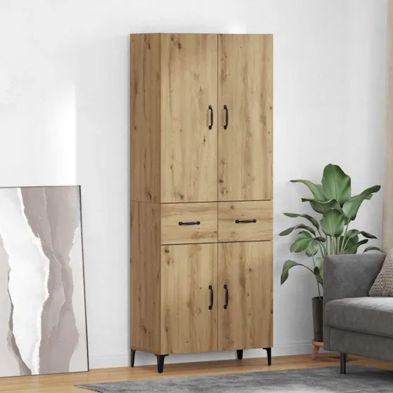 vidaXL Artisan Egetræ Højboard 69,5 x 34 x 180 cm