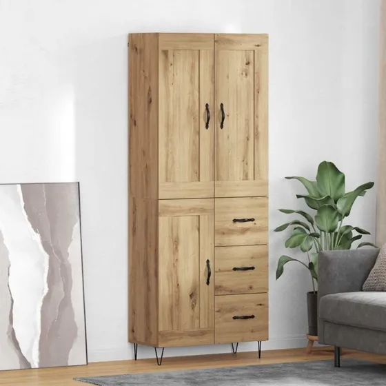 vidaXL Artisan Egetræ Highboard 69,5 x 34 x 180 cm