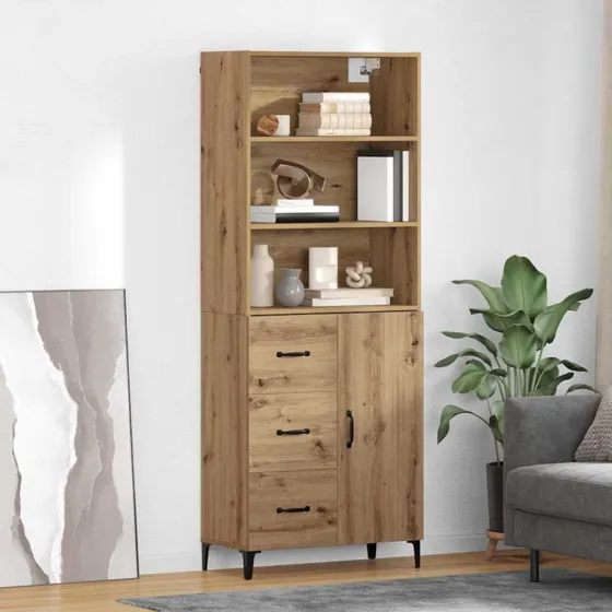 vidaXL Highboard Artisan Egetræ 69,5 x 34 x 180 cm