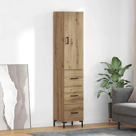 vidaXL Highboard Artisan Egetræ 69,5 x 34 x 180 cm