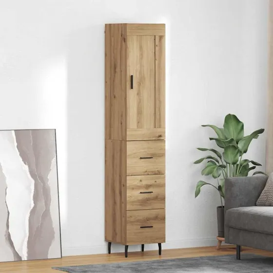 vidaXL Highboard Artisan Egetræ 34,5 x 34 x 180 cm