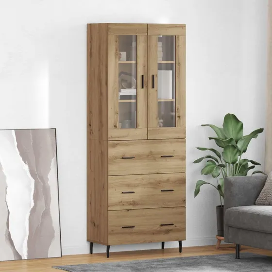 vidaXL Highboard med skuffe 2 stk Artisan Egetræ