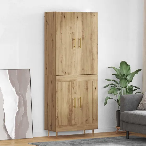 vidaXL Highboard Artisan Egetræ 69,5 x 34 x 180 cm