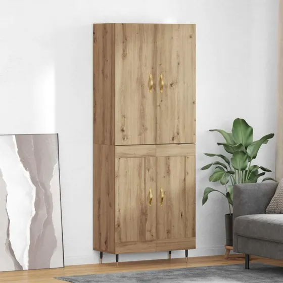 vidaXL Highboard Artisan Egetræ 69,5 x 34 x 180 cm