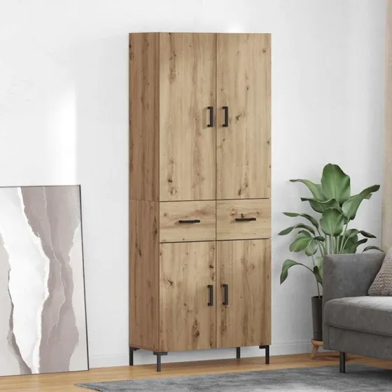 vidaXL Artisan Egetræ Højskab 69,5 x 34 x 180 cm