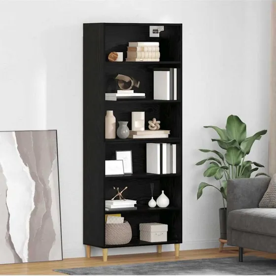 vidaXL Highboard Sort 69,5 x 32,5 x 180 cm Konstrueret Træ