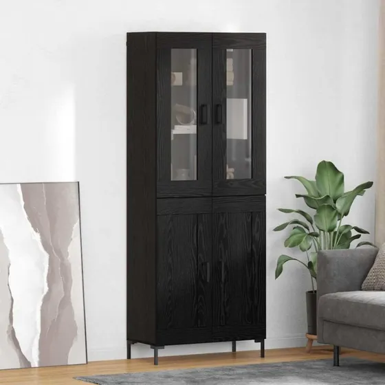 vidaXL Highboard 2 stk, Sort eg, 69,5 x 34 x 180 cm