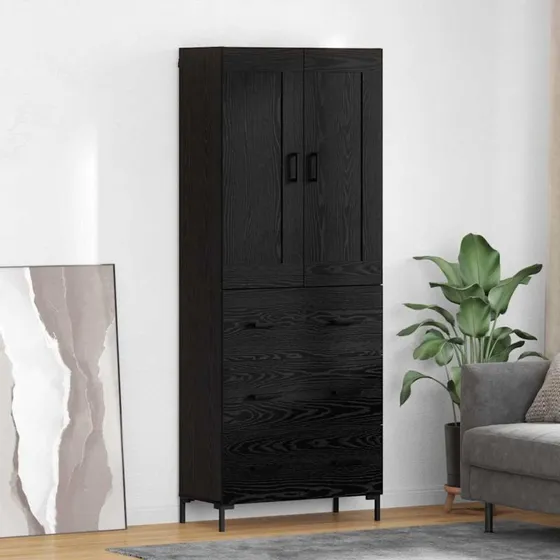 vidaXL Highboard med skuffe 2 pcs, Sort eg, 69,5 x 34 x 180 cm