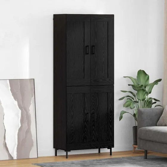 vidaXL Highboard 2 pc Sort eg 69,5 x 34 x 180 cm Konstrueret træ