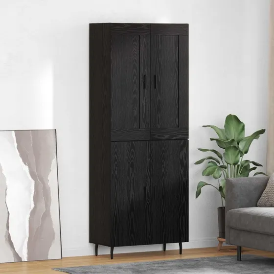 vidaXL Highboard 2 stk Sort eg Konstrueret træ