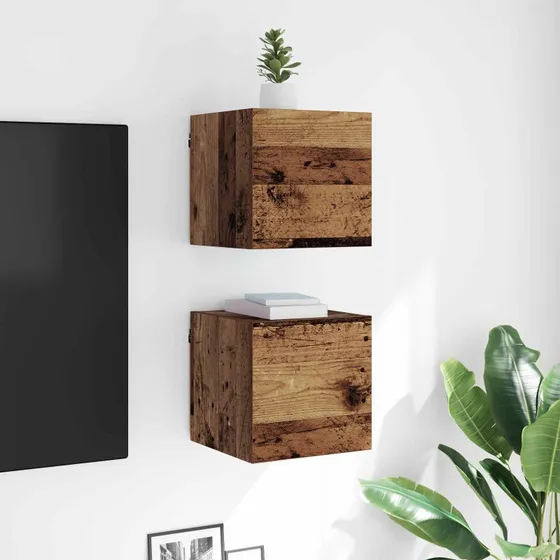vidaXL Vægmonteret TV-skab Gammelt Træ 30,5 x 30 x 30 cm