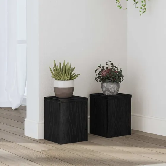 vidaXL Planteholder 2 stk, Sort eg, 15 x 15 x 20 cm, Konstrueret træ