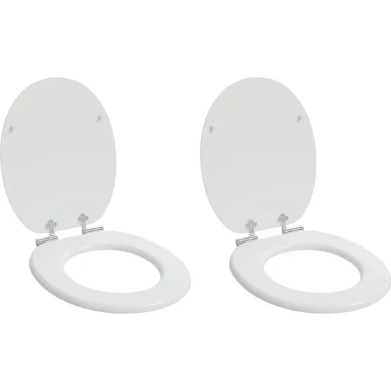 vidaXL Blødt Lukket Toiletbræt 2 stk Hvid 44 x 38 cm MDF
