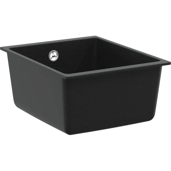 vidaXL Vask Sort 370 x 460 mm 80% Kvarts og 20% Resin