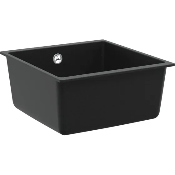 vidaXL Vask Sort 430 x 460 mm med 80% Kvarts og 20% Resin