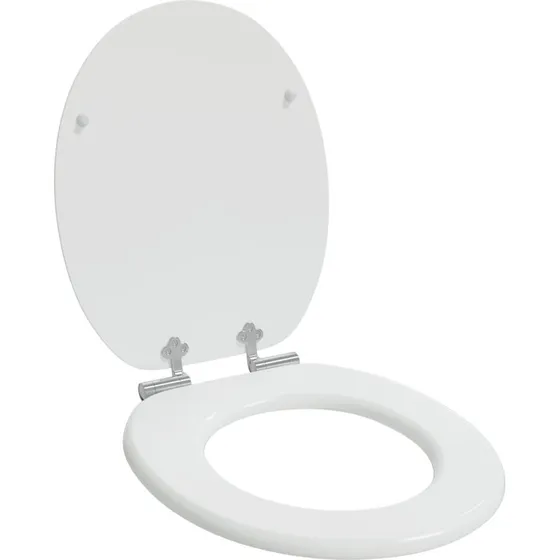 vidaXL Blødt lukket Toiletbræt Hvid 44 x 38 cm MDF