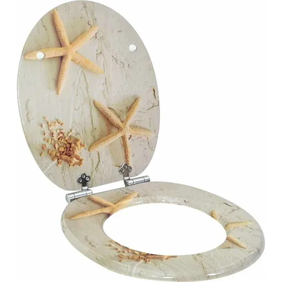 vidaXL Blødt lukket Toiletbræt Gul/Hvid 44 x 38 cm MDF