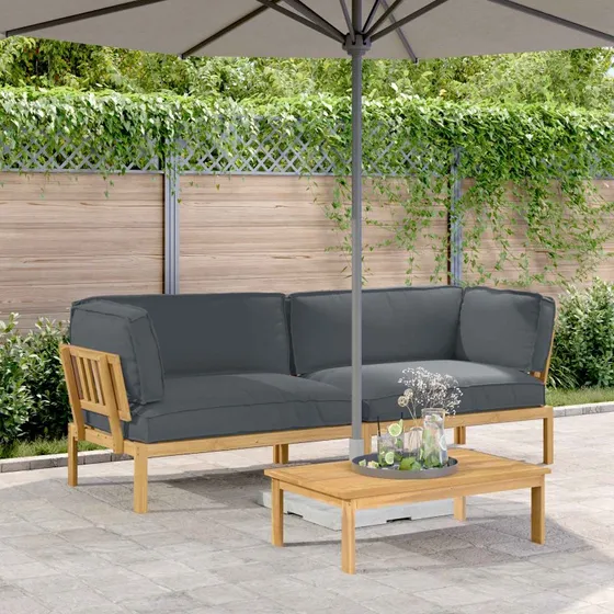 vidaXL Sofa Sæt 2-stk Antracit Massivt Akacietræ