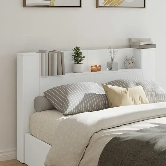 vidaXL Hovedgærde kabinet med LED, hvid, 160 x 16,5 x 103,5 cm