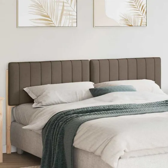vidaXL Polstret Sengegavl Brun/Taupe 200 cm Massiv Fyrretræ