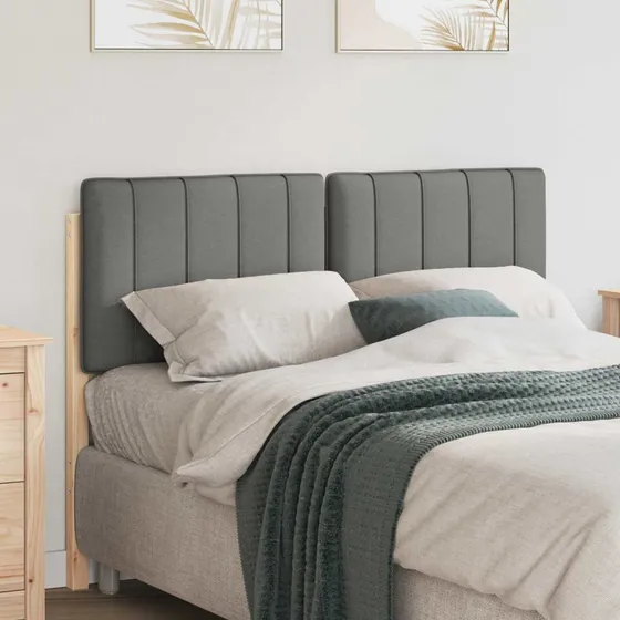vidaXL Polstret Sengegavl 120 cm Brun/Lys Grå Massiv Fyrretræ
