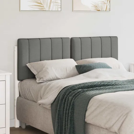 vidaXL Polstret Sengegavl 120 cm Hvid/Lys Grå, Massiv Fyrretræ